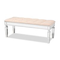 Baxton Studio Hedia Beige Fabric and Silver Wood Accent Bench