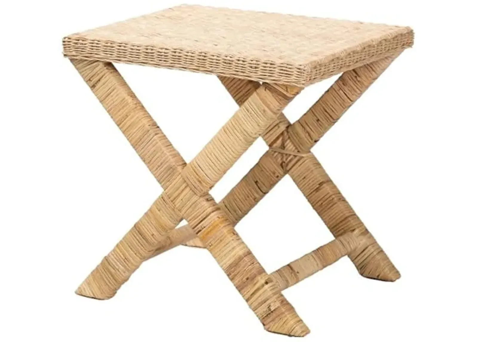 Baxton Studio Farica Modern Bohemian Natural Rattan and Mahogany Accent Bench