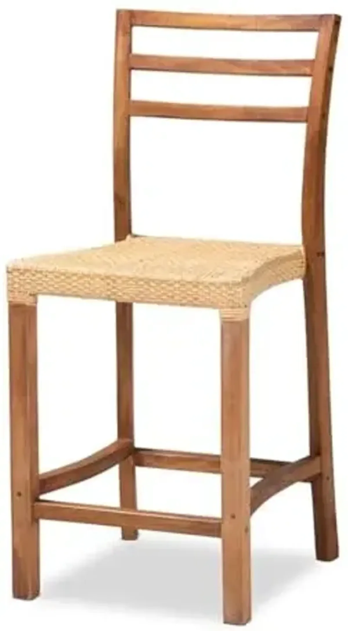 Baxton Studio Arthur Mid-Century Modern Walnut Brown Finished Wood and Natural Rattan Counter Stool