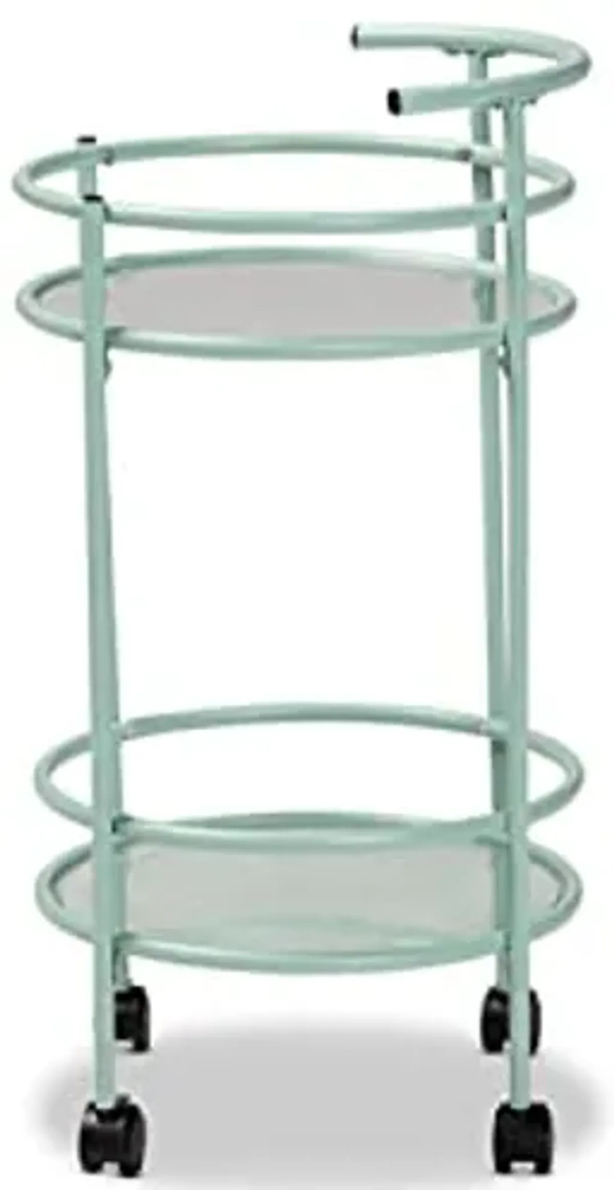 Baxton Studio Newell Mid-Century Modern Mint Green Finished Metal 2-Tier Kitchen Cart