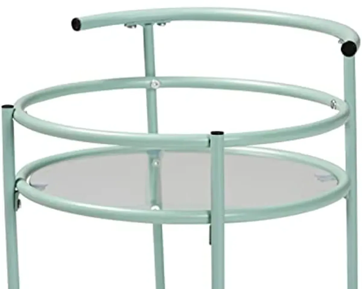 Baxton Studio Newell Mid-Century Modern Mint Green Finished Metal 2-Tier Kitchen Cart