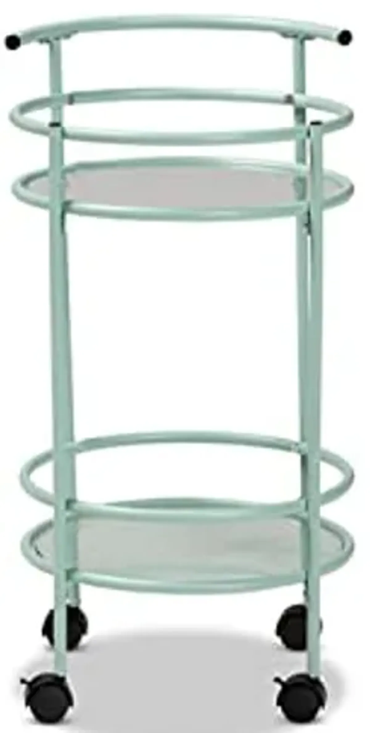 Baxton Studio Newell Mid-Century Modern Mint Green Finished Metal 2-Tier Kitchen Cart