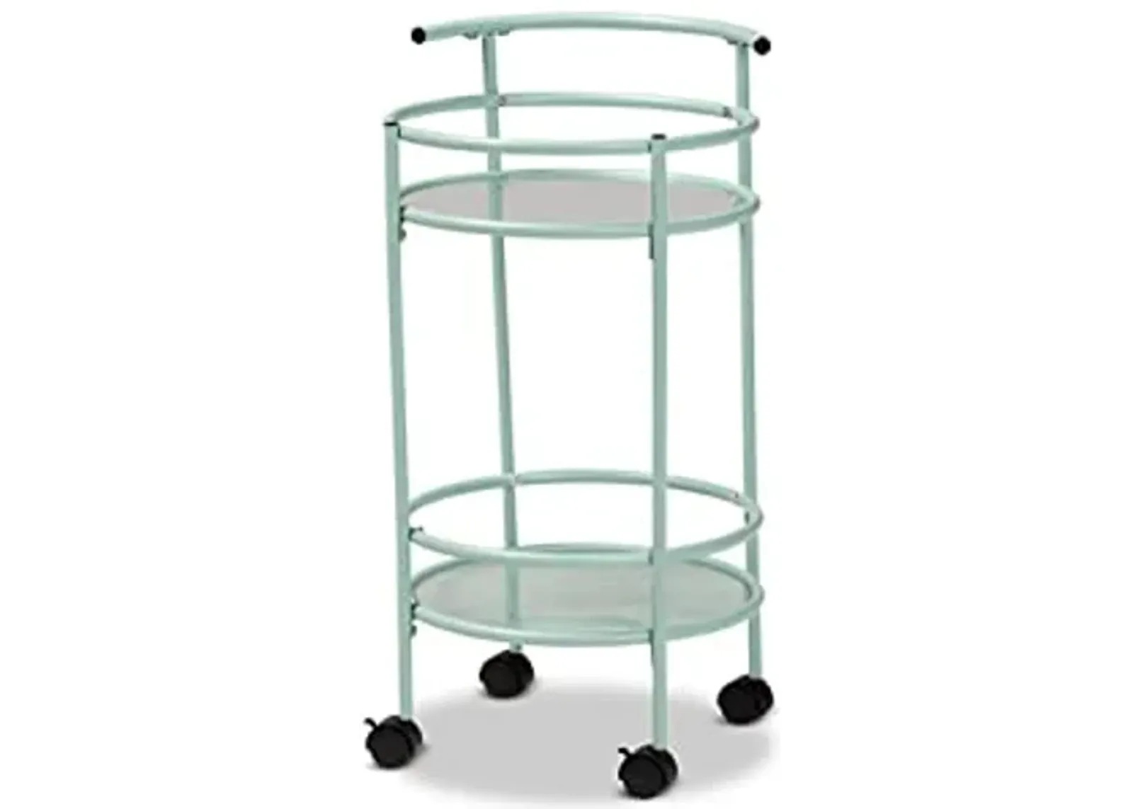 Baxton Studio Newell Mid-Century Modern Mint Green Finished Metal 2-Tier Kitchen Cart