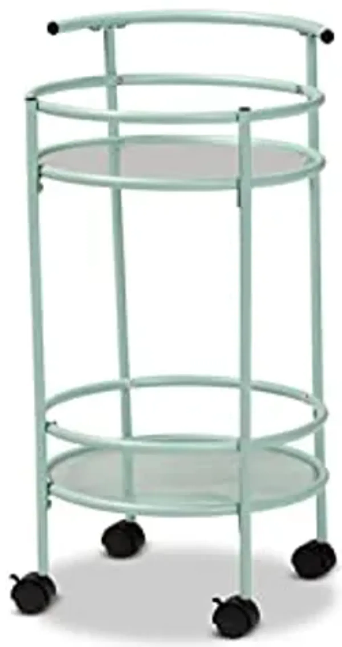 Baxton Studio Newell Mid-Century Modern Mint Green Finished Metal 2-Tier Kitchen Cart