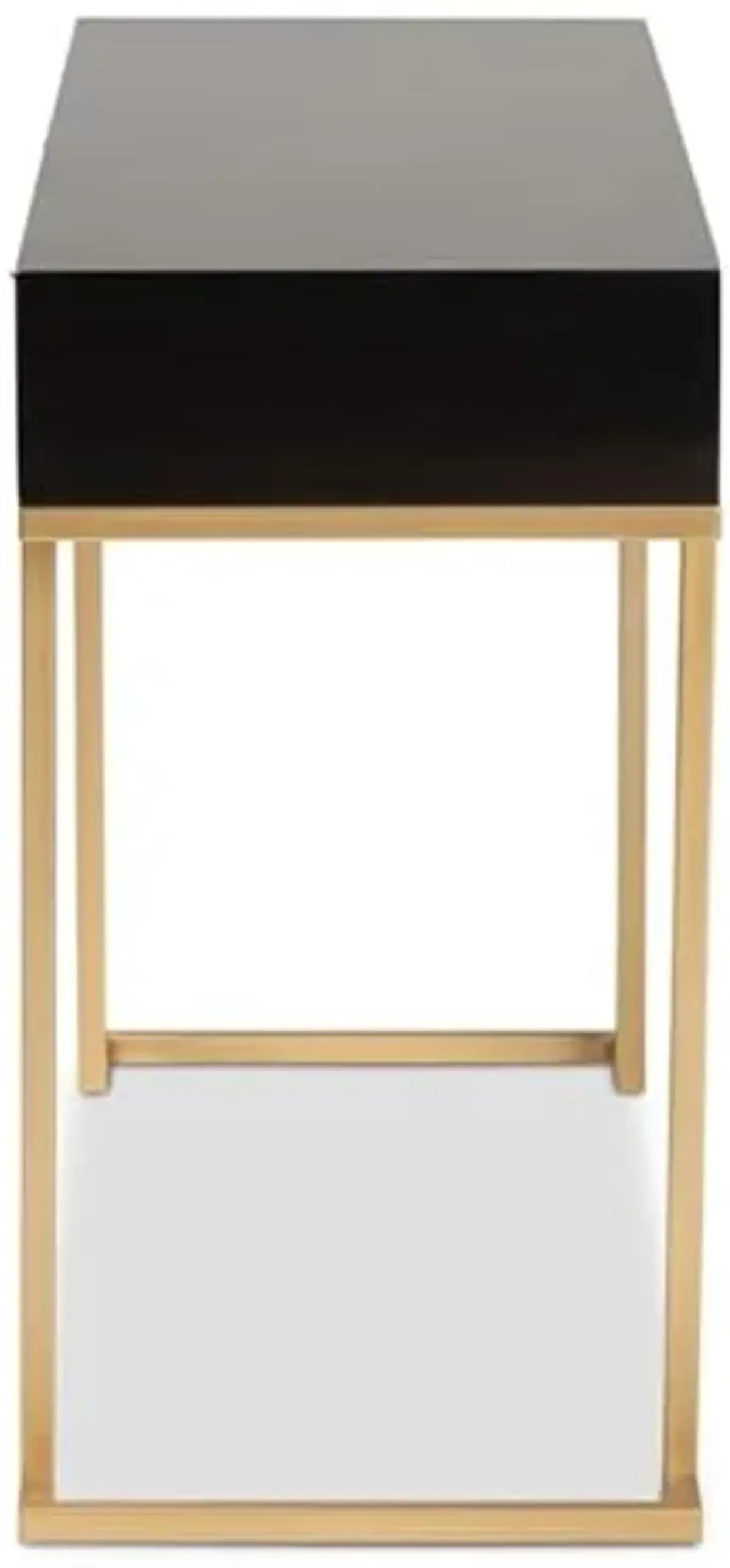 Baxton Studio Beagan Modern and Contemporary Black Finished Wood and Gold Metal 2-Drawer Console Table