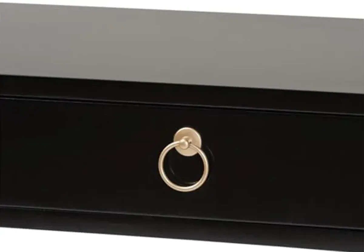 Baxton Studio Beagan Modern and Contemporary Black Finished Wood and Gold Metal 2-Drawer Console Table