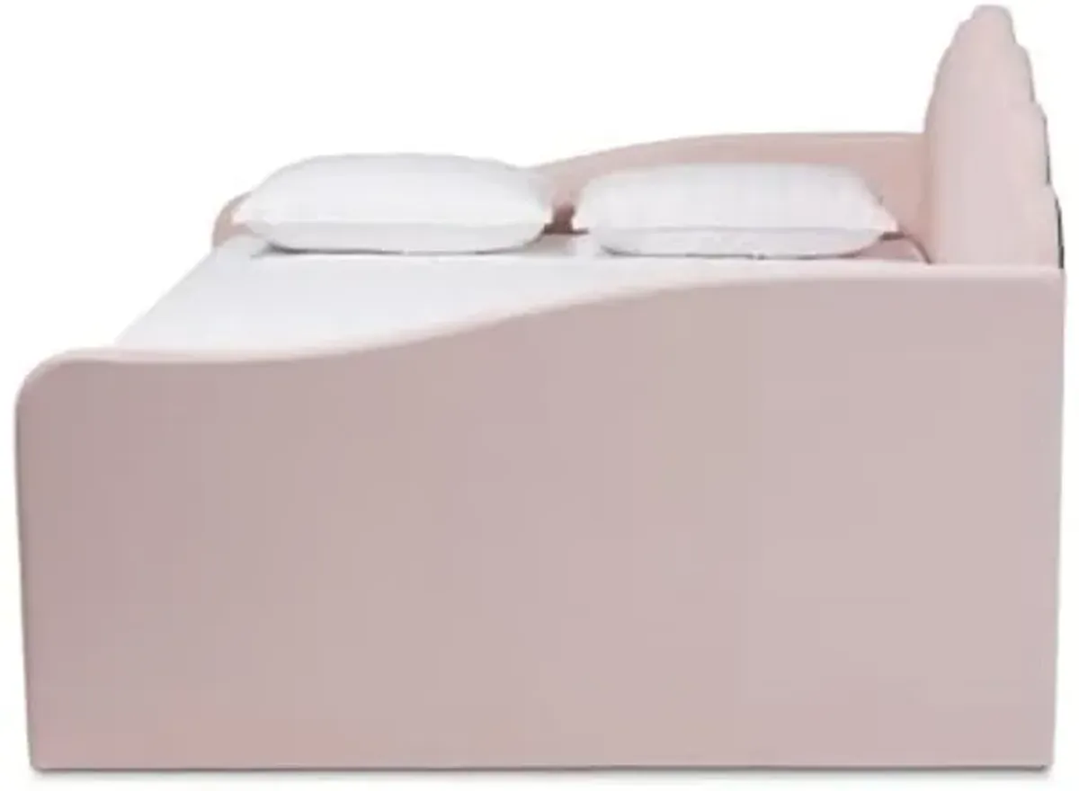 Baxton Studio Timila Modern and Contemporary Light Pink Velvet Fabric Upholstered Queen Size Daybed