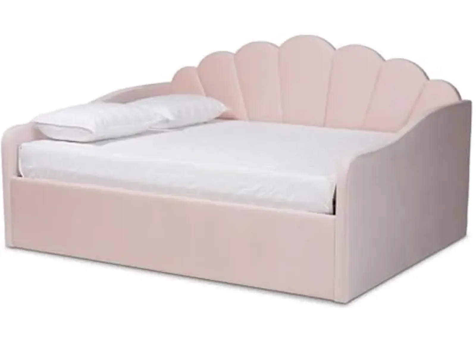 Baxton Studio Timila Modern and Contemporary Light Pink Velvet Fabric Upholstered Queen Size Daybed