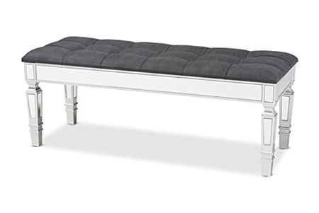 Baxton Studio Hedia Gray Fabric and Silver Wood Accent Bench