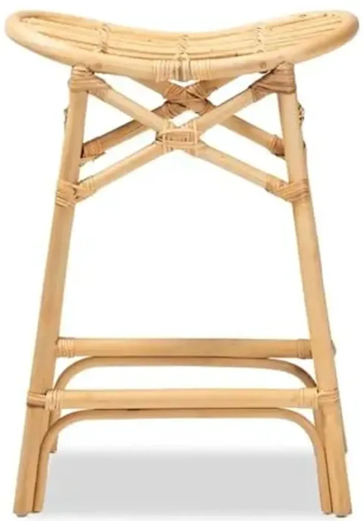 Baxton Studio Elgon Modern Bohemian Natural Brown Rattan Counter Stool