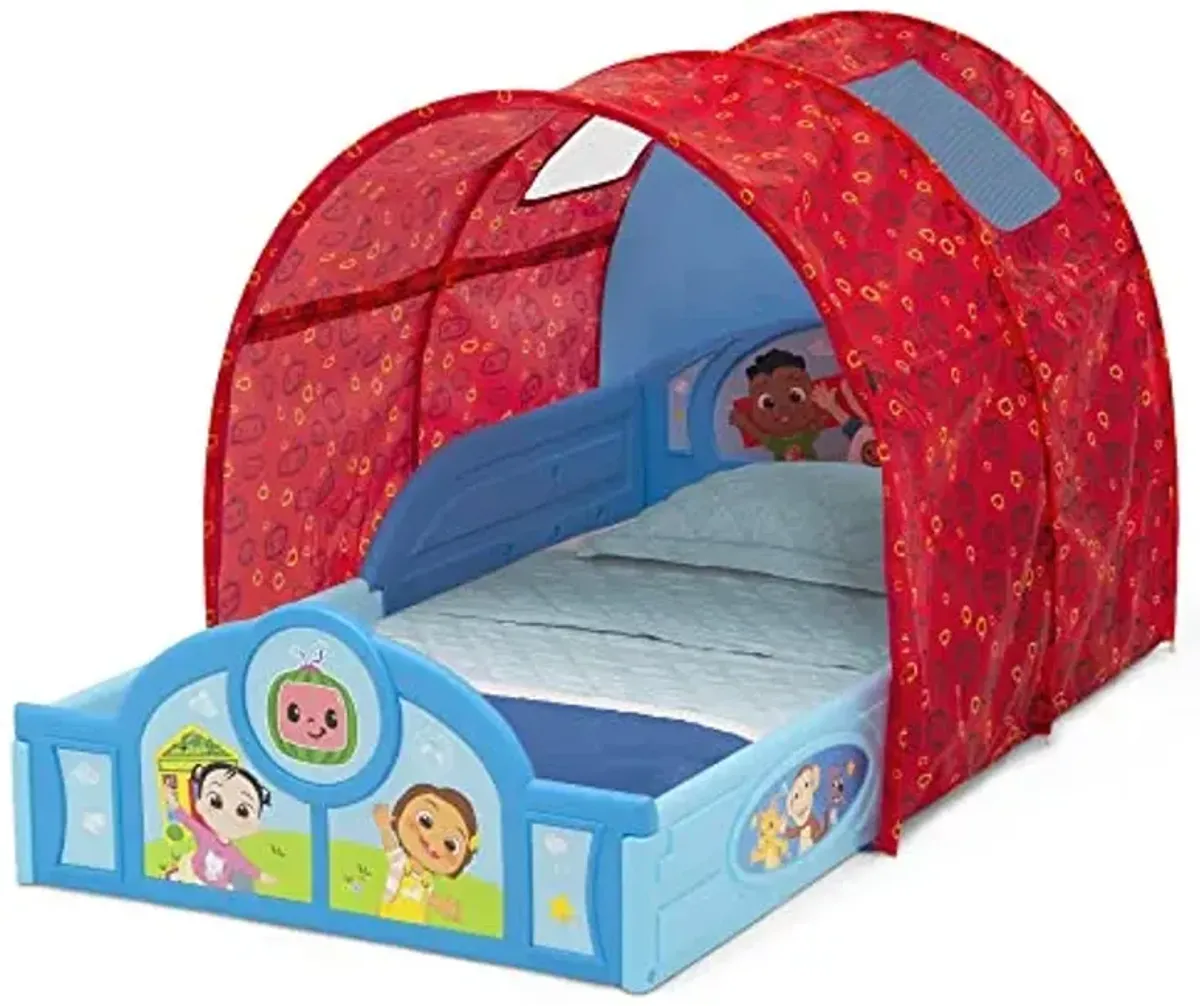 Delta Children - CoComelon Sleep and Play Toddler Bed with Tent, Blue