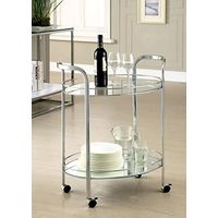 Wayborn Contemporary Chrome Metal Tempered Glass Assembly Required LOULE Serving CART 26″W X 18″D X 31″H