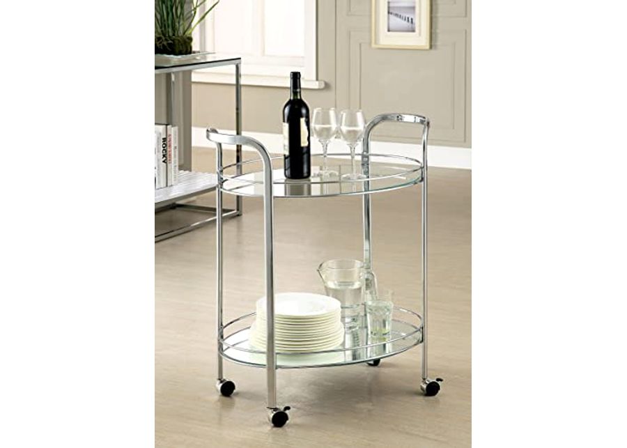 Wayborn Contemporary Chrome Metal Tempered Glass Assembly Required LOULE Serving CART 26″W X 18″D X 31″H