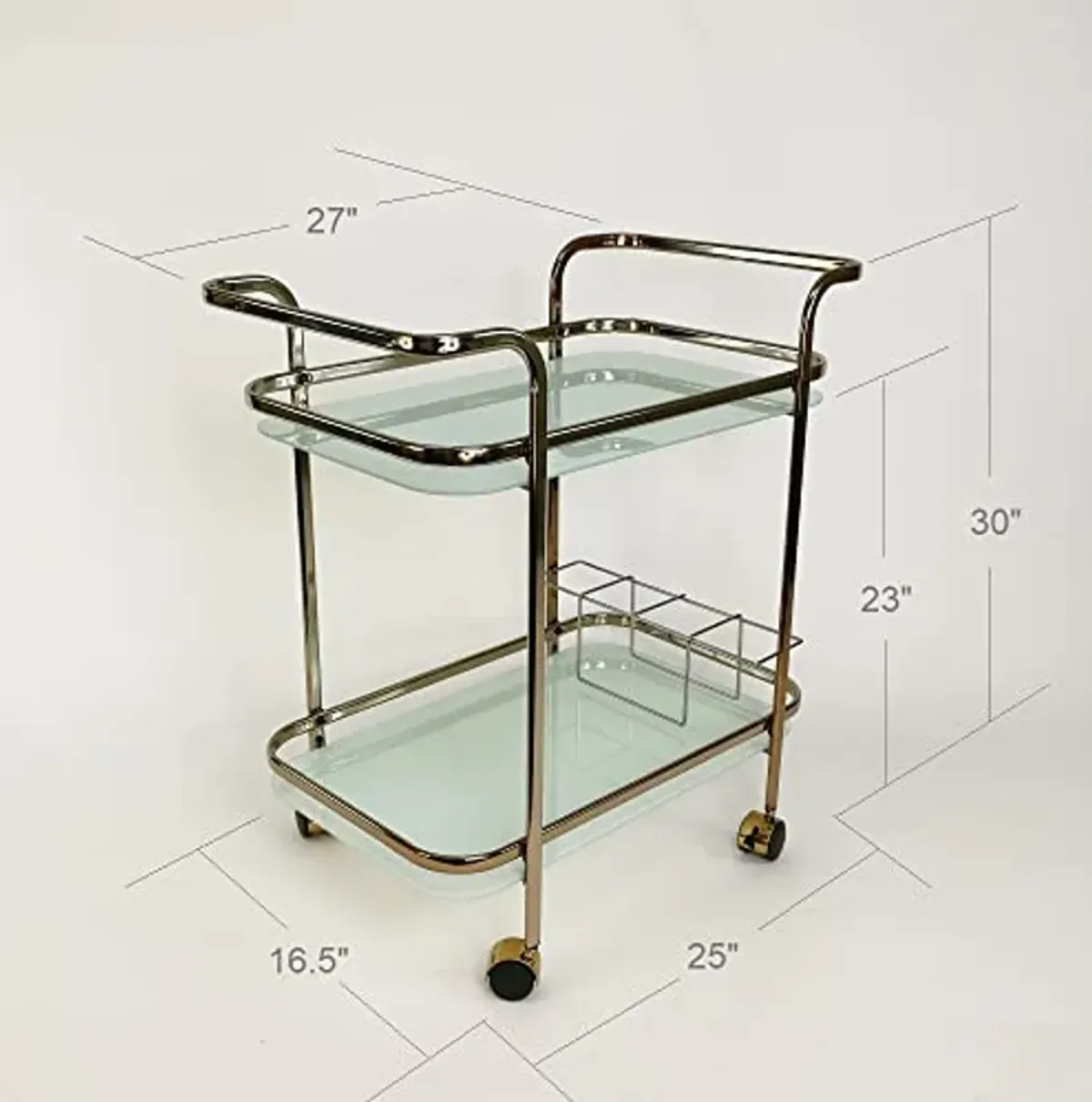 Wayborn Contemporary Champagne Metal Assembly Required Tiana Serving CART 27″W X 16 1/2″D X 32 1/2″H