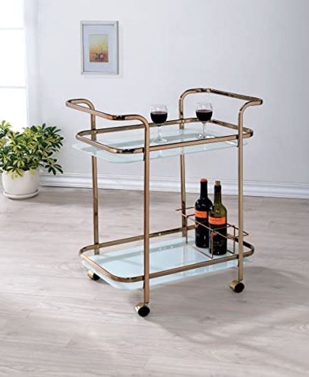 Wayborn Contemporary Champagne Metal Assembly Required Tiana Serving CART 27″W X 16 1/2″D X 32 1/2″H