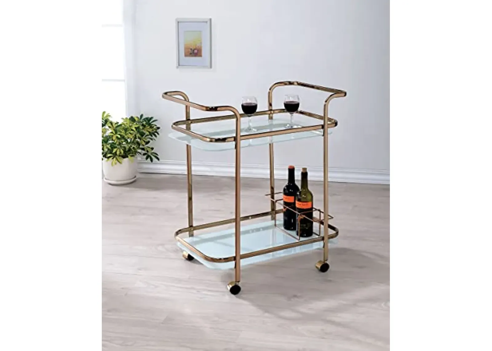 Wayborn Contemporary Champagne Metal Assembly Required Tiana Serving CART 27″W X 16 1/2″D X 32 1/2″H