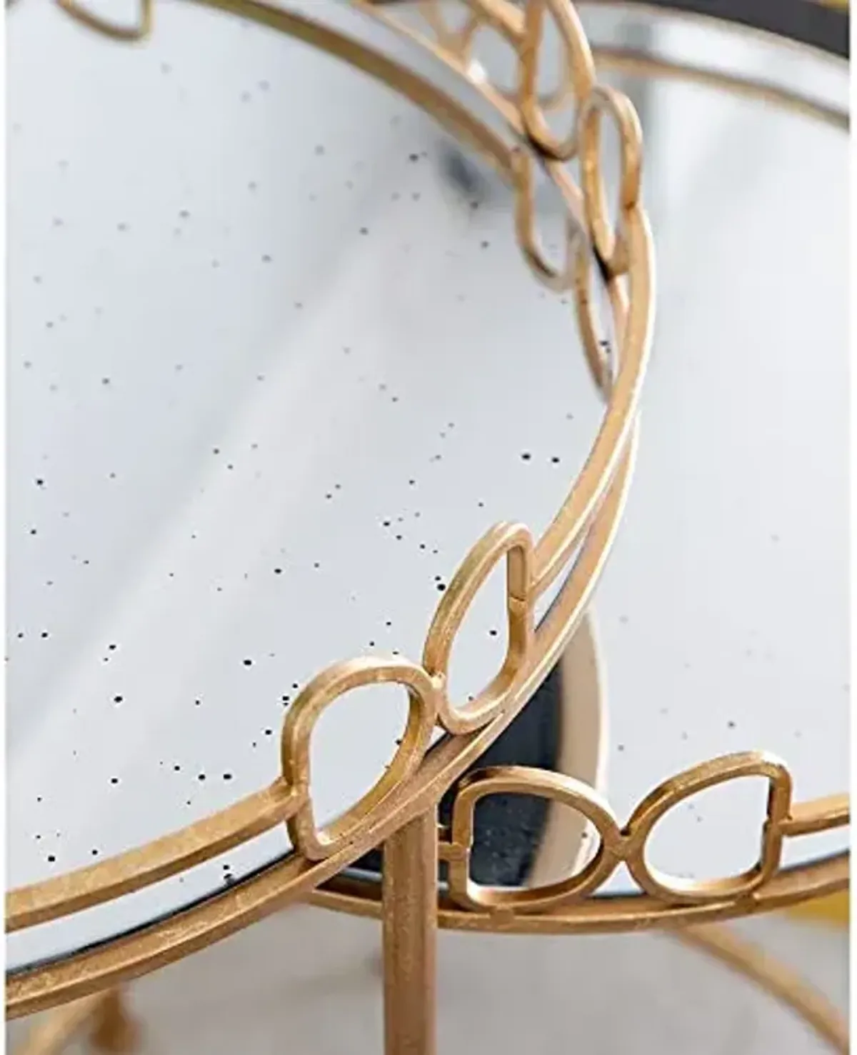 Wayborn Gold 80% Iron 10% MDF 10% Mirror Classic Vintage Gold Side Tables (Set/2) 18″L X 18″W X 25″H