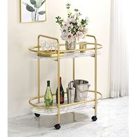 Wayborn Contemporary Gold/White Steel Assembly Required Becca Serving CART 33" W X 17 1/4" D X 37 3/4" H