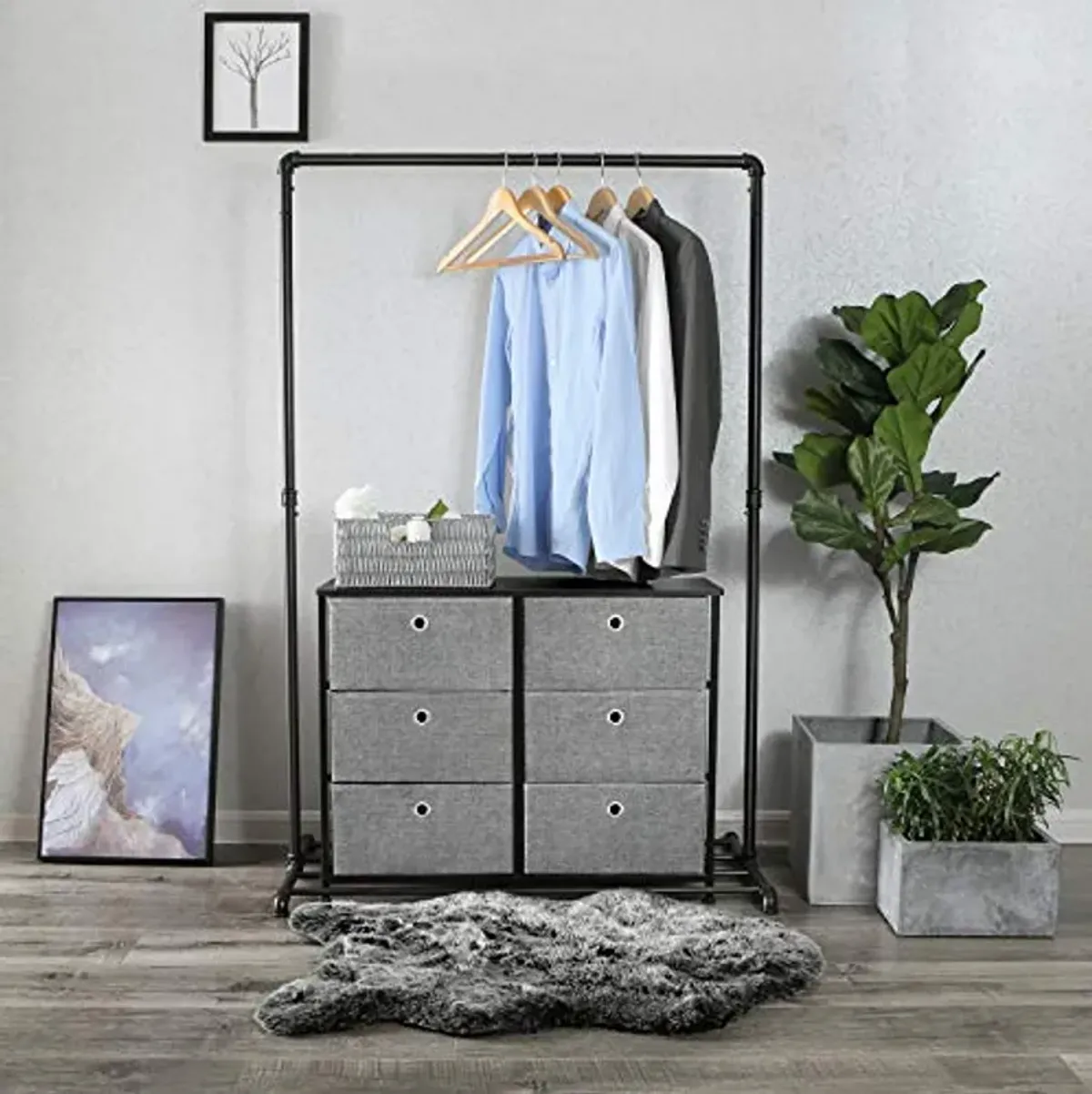 SONGMICS Narrow Dressers with Fabric Drawers Storage Tower Units, 31.5" and 7.9", Grey