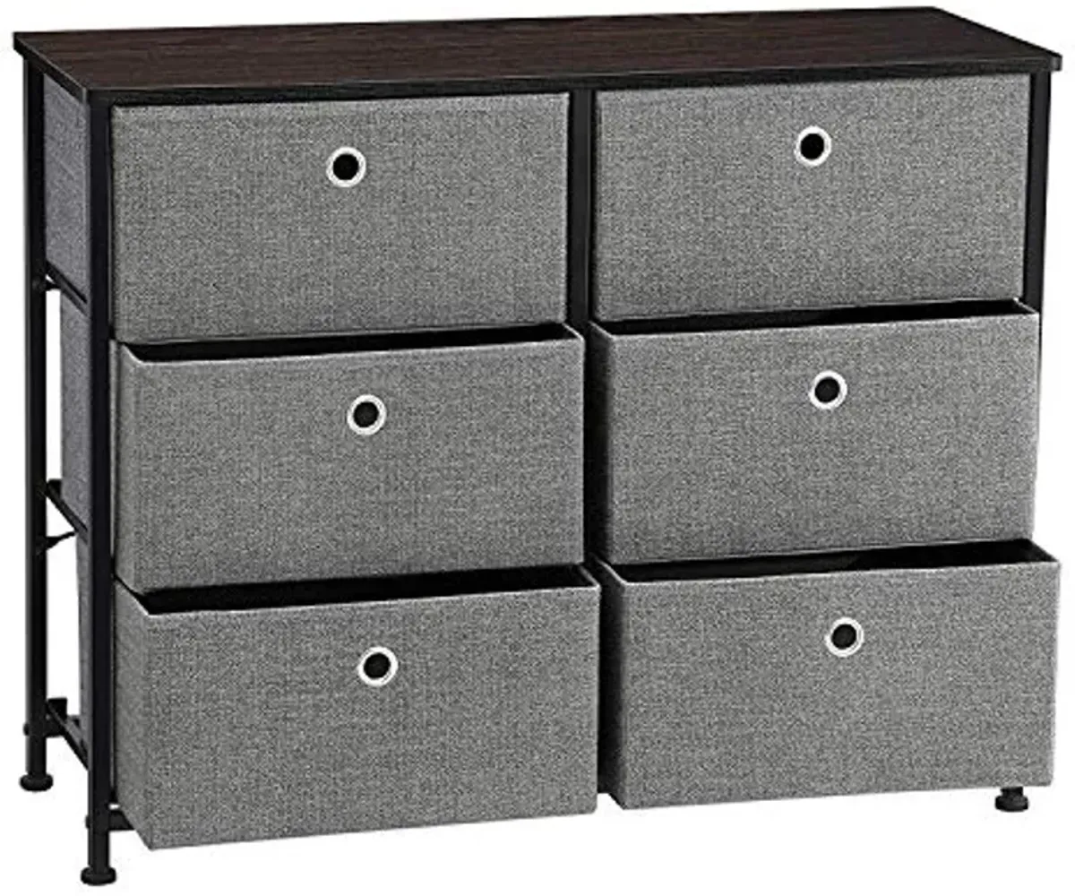 SONGMICS Narrow Dressers with Fabric Drawers Storage Tower Units, 31.5" and 7.9", Grey