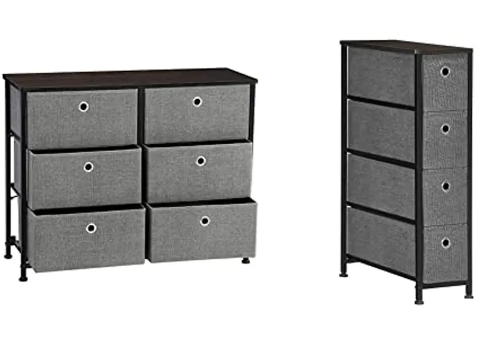 SONGMICS Narrow Dressers with Fabric Drawers Storage Tower Units, 31.5" and 7.9", Grey