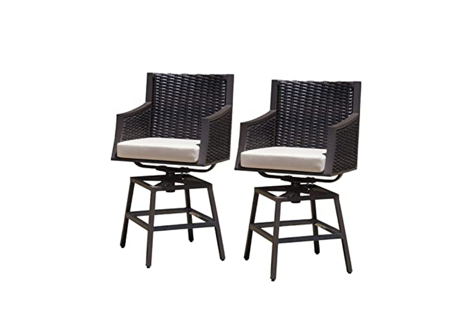 Abbyson Living Outdoor Swivel Counter Stool (2-Pack), Beige