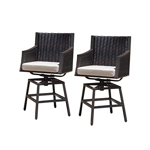 Abbyson Living Outdoor Swivel Counter Stool (2-Pack), Beige