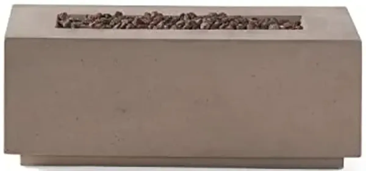 Christopher Knight Home Aidan Outdoor 40,000 BTU Rectangular Fire Pit (No Tank Holder) - Lightweight Concrete - Light Gray