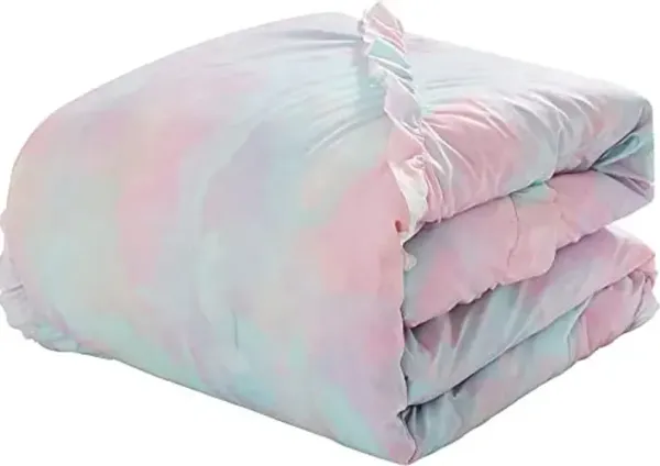 Heritage Kids Toddler Emelie Tie Dye 4 Piece Ruffle Bed in a Bag Set,52"x48", Twin