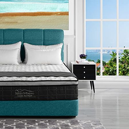 Swiss Ortho Sleep, 10" Inch Memory Foam and Innerspring Hybrid Medium-Firm Plush Mattress/Bed-in-a-Box/Pressure Relieving Bliss, California King