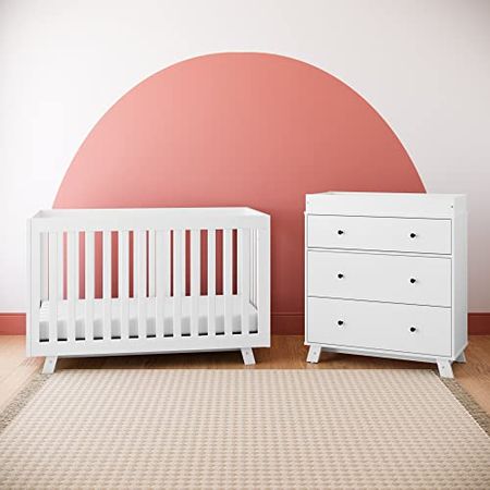 Storkcraft Beckett 3 Drawer Chest with Changing Topper (White) – GREENGUARD Gold Certified, Baby Dresser with Changing Table Top, Dresser for Nursery, 3 Drawer Kids Dresser