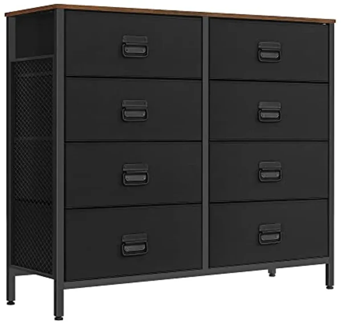 SONGMICS Dresser for Bedroom, Storage Organizer Unit with 8 Fabric Drawers, Steel Frame, for -Living -Room, Entryway, 8 drawers Brown + Black, Large