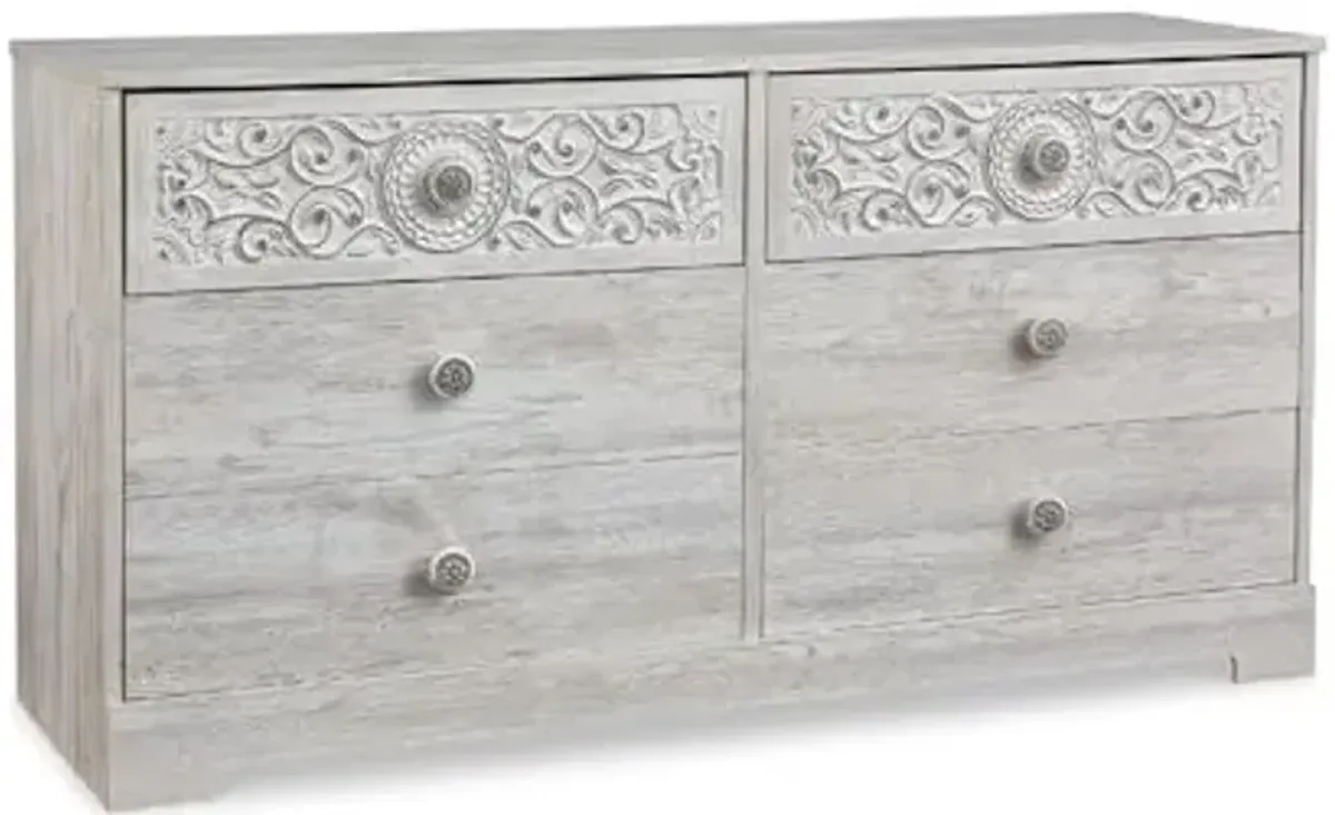 Signature Design by Ashley Paxberry Bohemian 6 Drawer Dresser with Carved Medallion Pattern, White