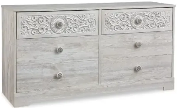 Signature Design by Ashley Paxberry Bohemian 6 Drawer Dresser with Carved Medallion Pattern, White