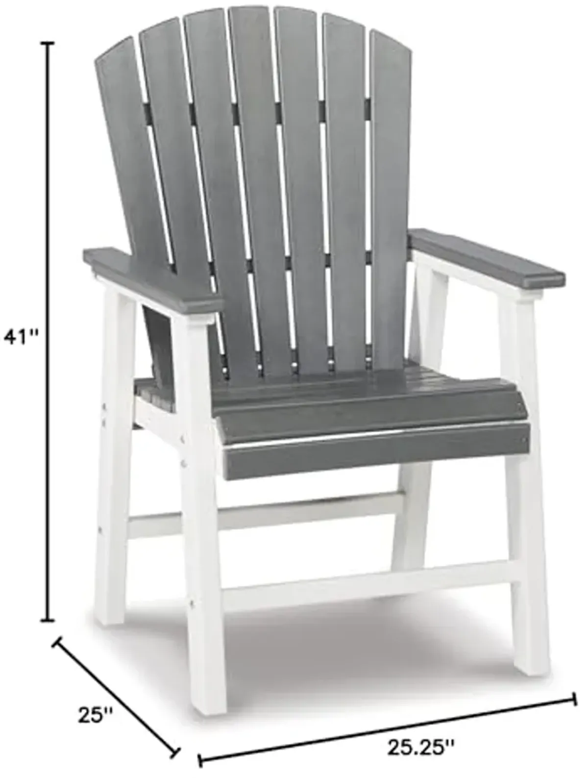 Signature Design by Ashley Transville Outdoor Dining HDPE Arm Chair, 2 Count, Gray & White