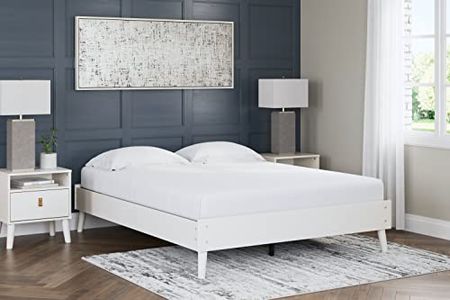 Signature Design by Ashley Aprilyn Minimalist Platform Bed, Queen, White