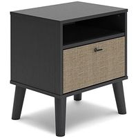 Signature Design by Ashley Charlang One Night Stand 1 Drawer Nightstand, 20" W x 15" D x 22" H, Black & Beige