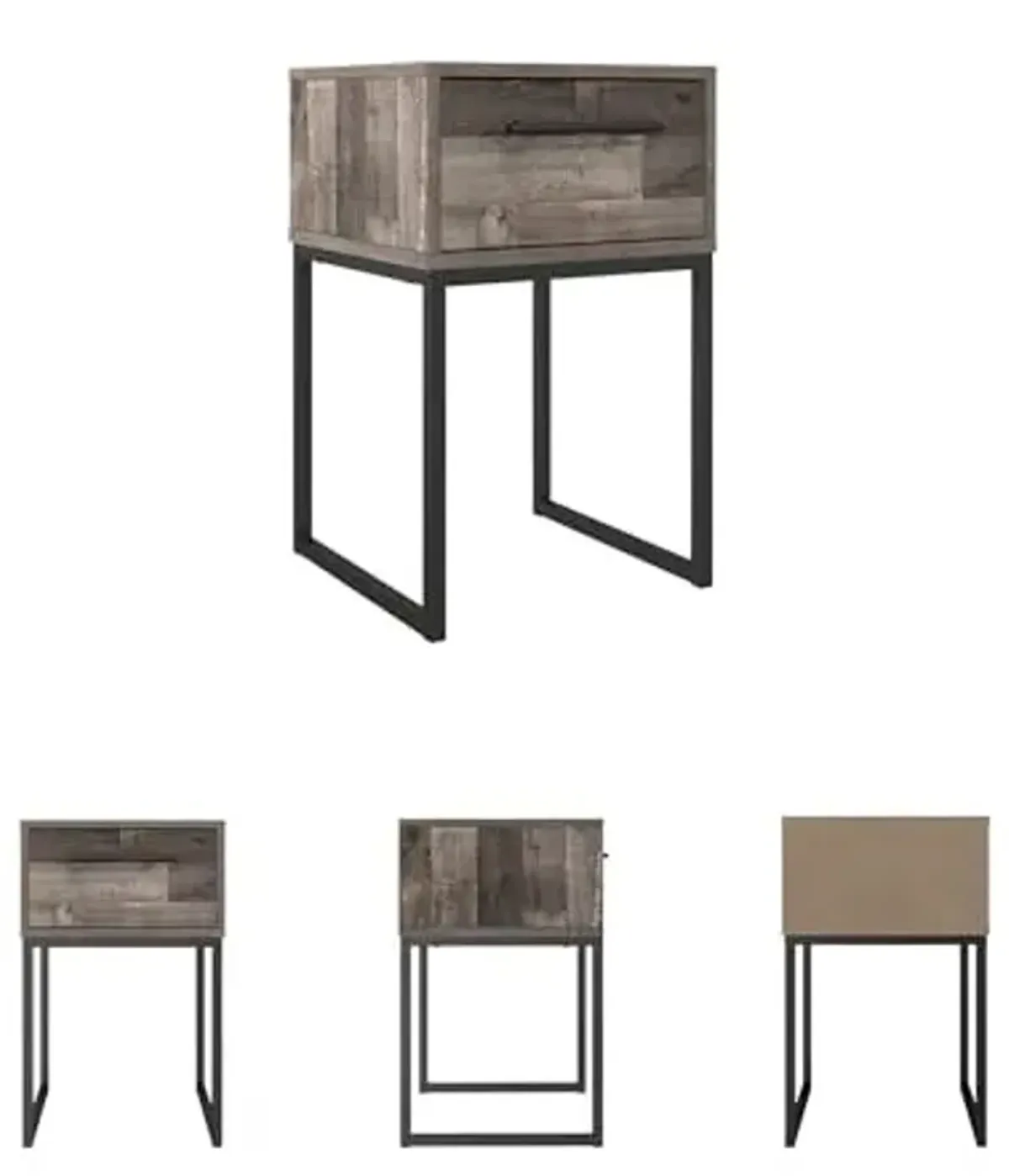 Signature Design by Ashley Neilsville Industrial 1 Drawer Nightstand with Metal Legs, 26" Tall, Gray & Black
