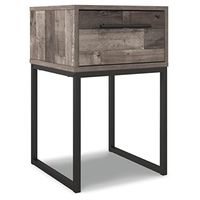 Signature Design by Ashley Neilsville Industrial 1 Drawer Nightstand with Metal Legs, Gray & Black