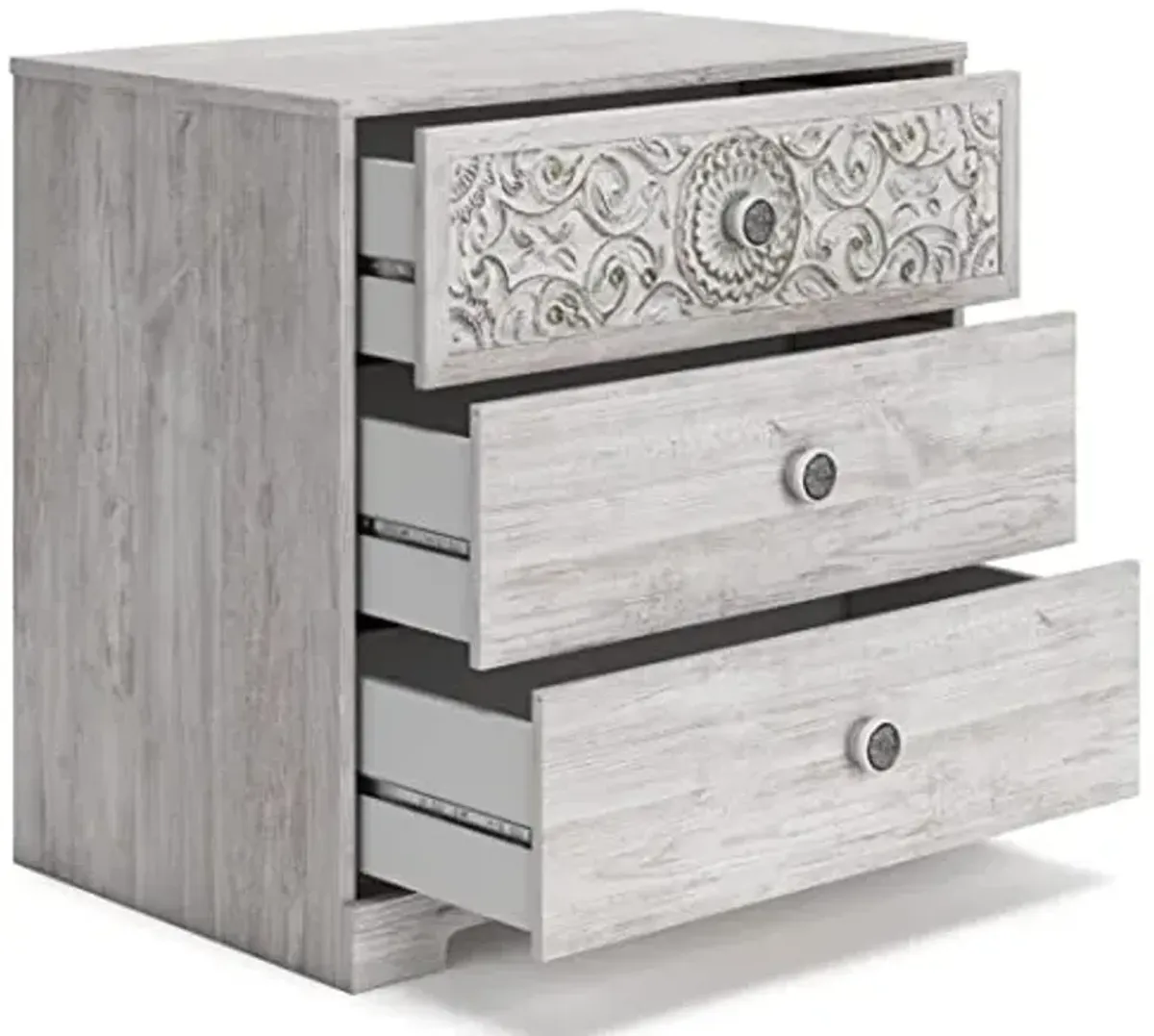 Signature Design by Ashley Paxberry Coastal 3 Drawer of Drawers Chest with Ball-bearing Construction, White