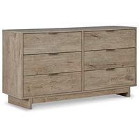 Signature Design by Ashley Oliah Contemporary 6 Drawer Dresser with Safety Stop, Light Brown