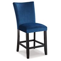 Signature Design by Ashley Vollardi Contemporary 26.5" Polyester Upholstered Counter Height Barstools, 2 Count, Blue