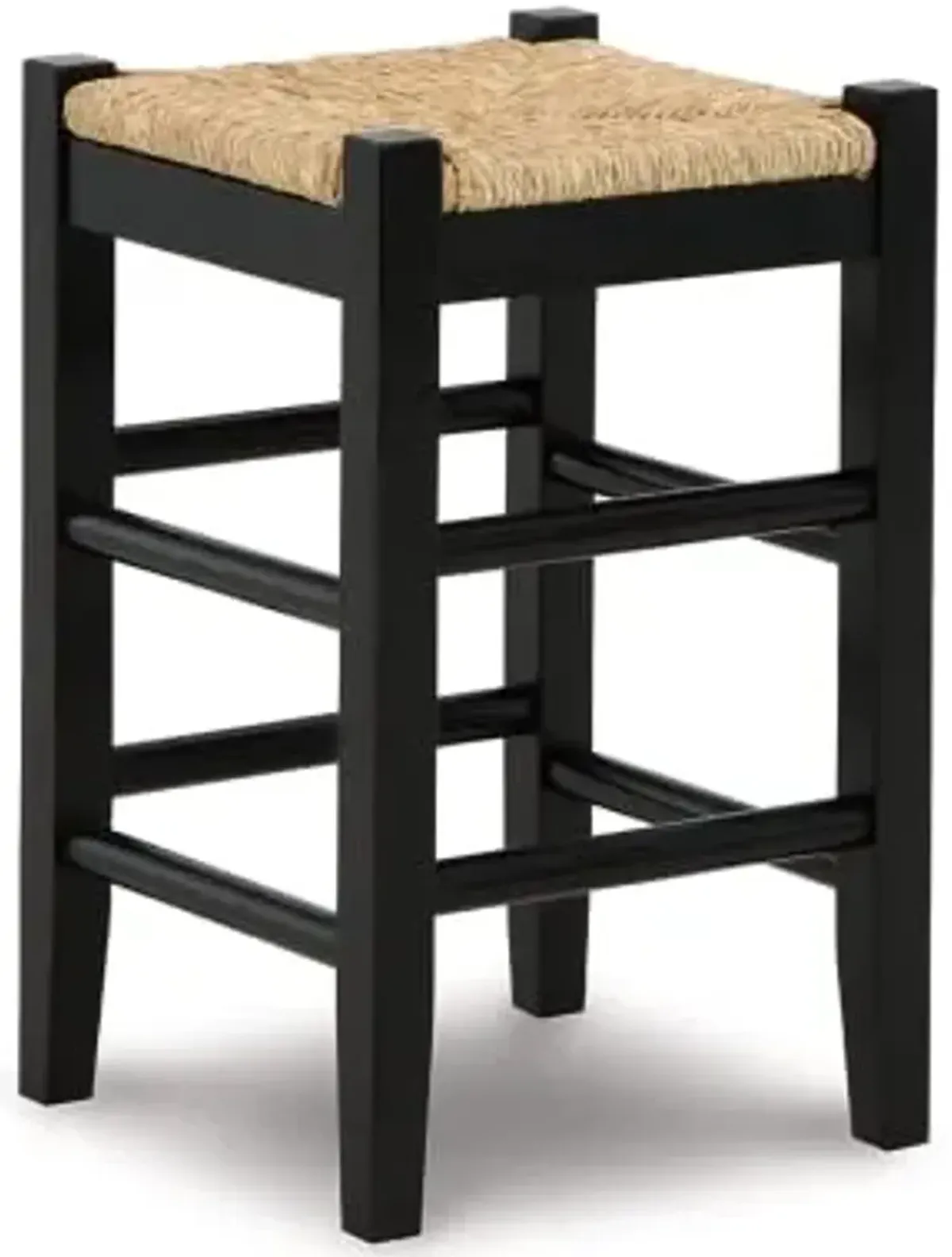 Signature Design by Ashley Mirimyn Farmhouse 23.63" Counter Height Bar Stool with Woven Wicker Seats, 2 Count, Black & Light Brown