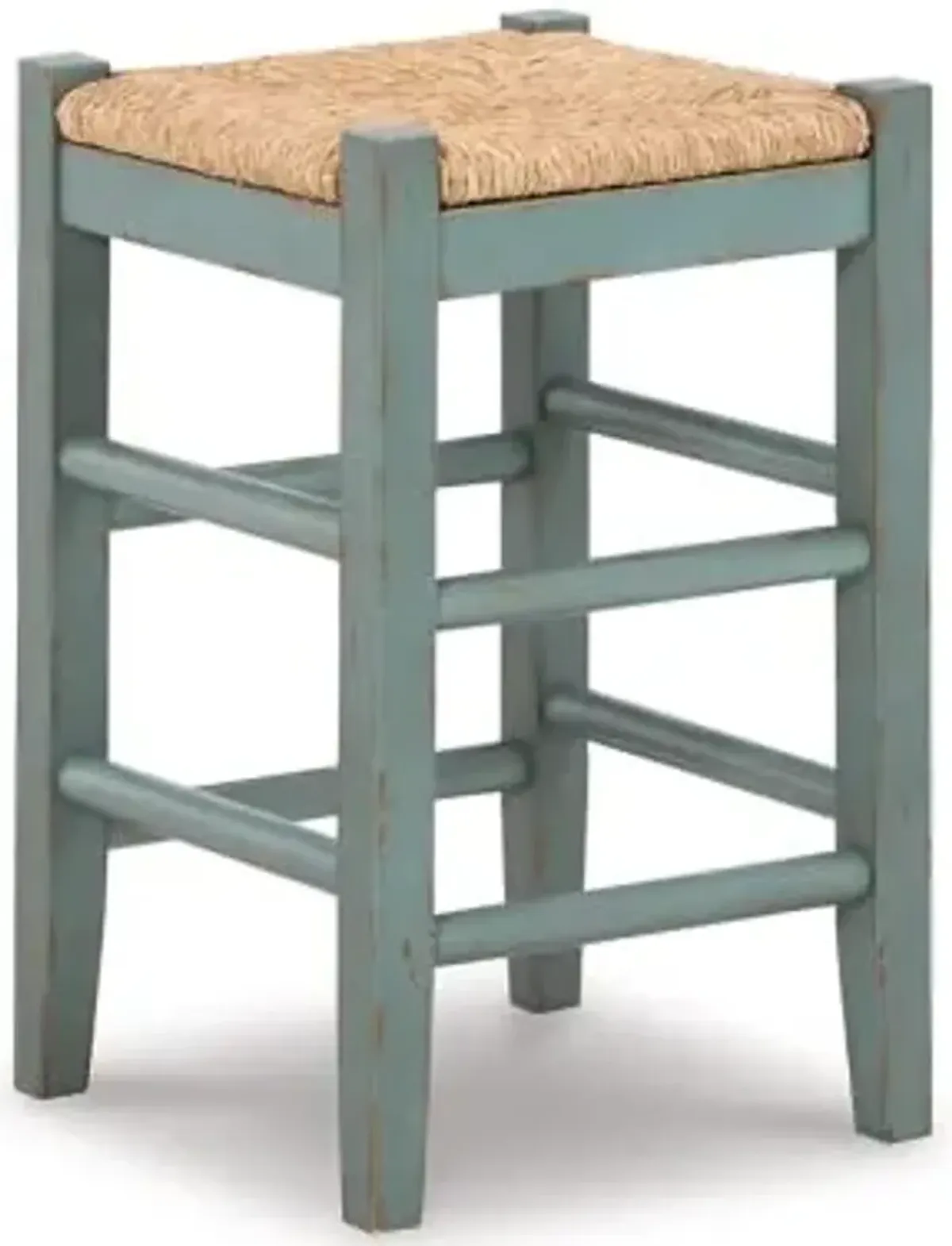 Signature Design by Ashley Mirimyn Farmhouse 23.63" Counter Height Bar Stool with Woven Wicker Seats, 2 Count, Green & Light Brown