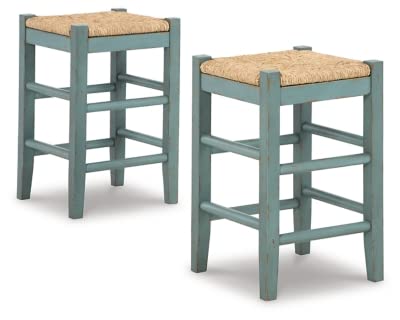 Signature Design by Ashley Mirimyn Counter Height, 2 Count Bar Stool, Set of 2, Teal
