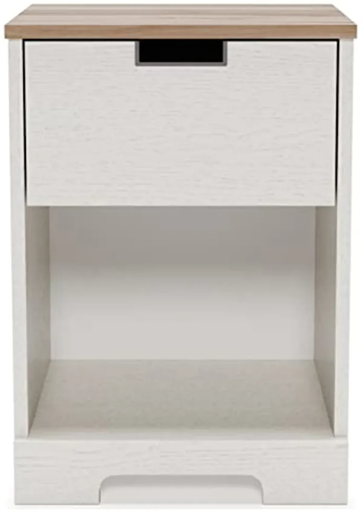 Signature Design by Ashley Vaibryn Farmhouse 1 Drawer Nightstand with Open Cubby, White & Light Brown