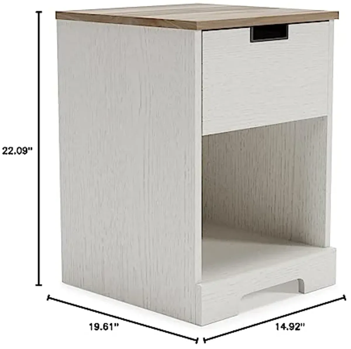 Signature Design by Ashley Vaibryn Farmhouse 1 Drawer Nightstand with Open Cubby, White & Light Brown