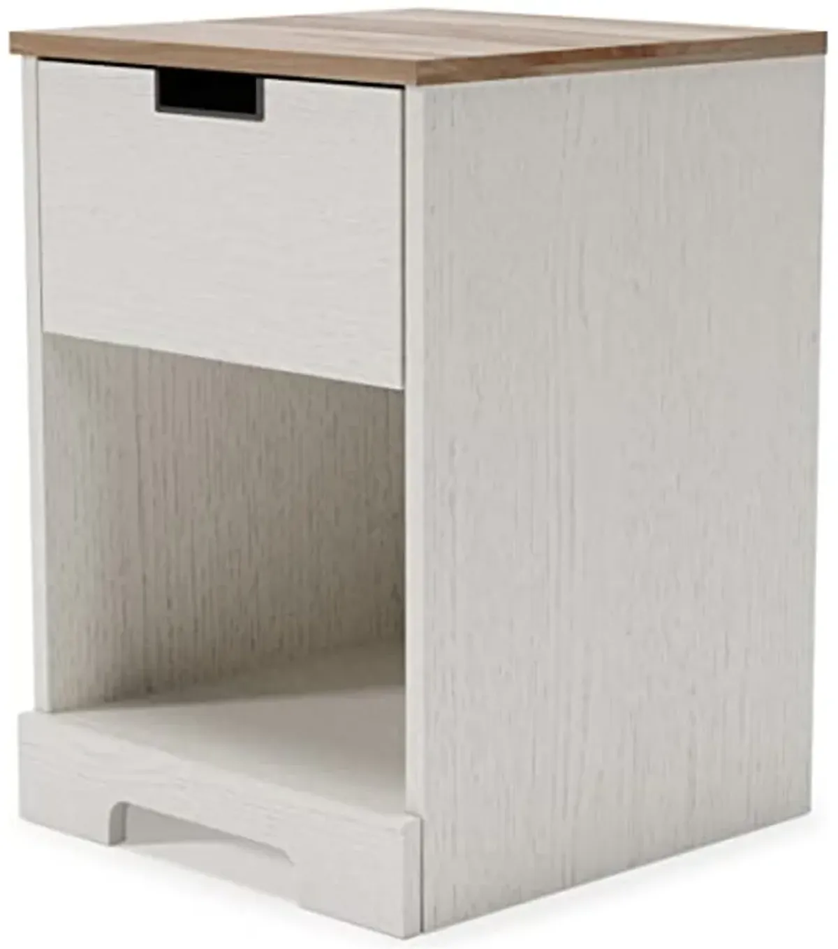 Signature Design by Ashley Vaibryn Farmhouse 1 Drawer Nightstand with Open Cubby, White & Light Brown