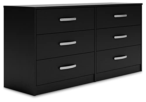 Signature Design by Ashley Finch Modern 6 Drawer Dresser with Ball-bearing Construction and Safety Stop, Black