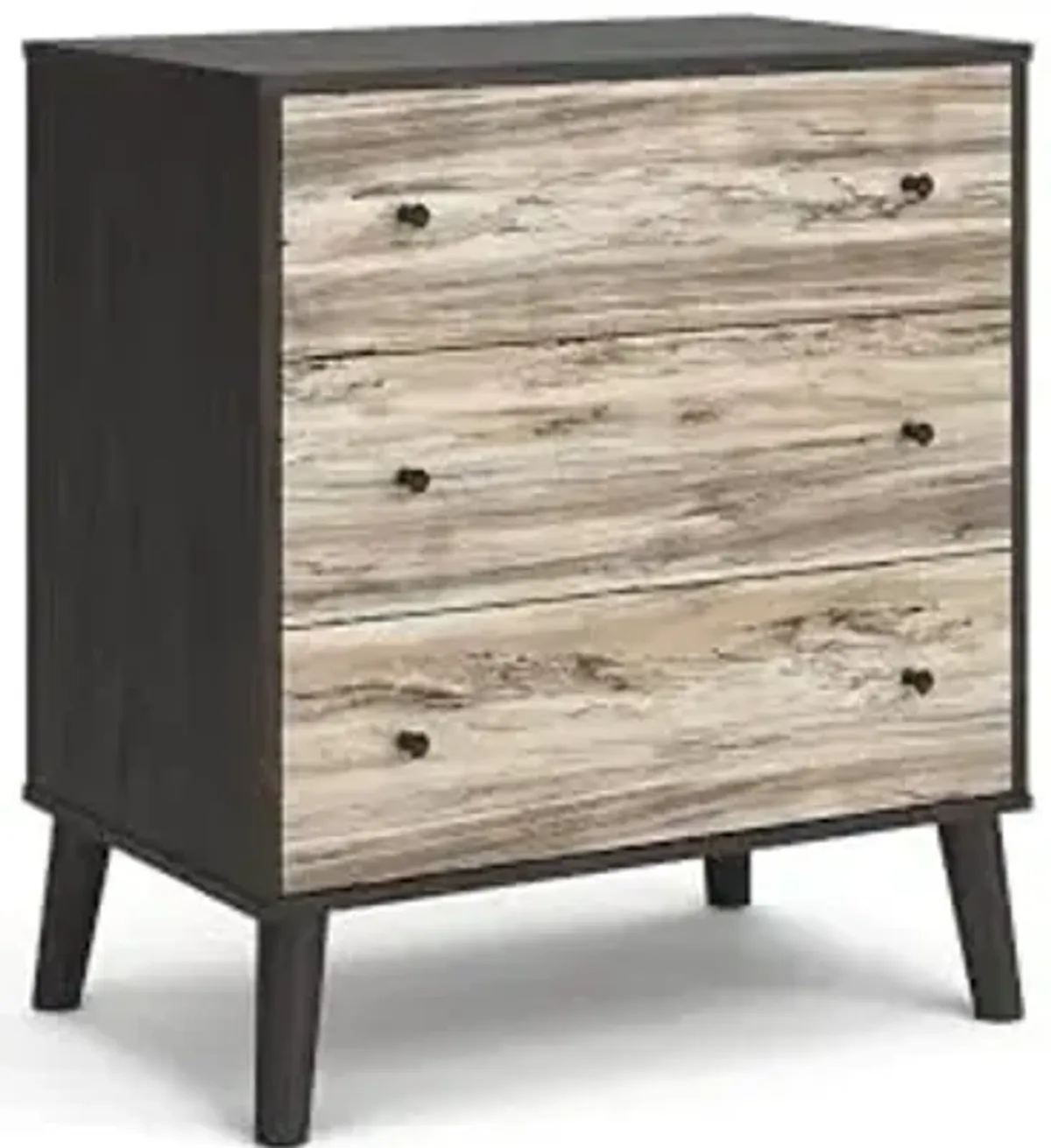 Signature Design by Ashley Lannover Contemporary 3 Drawer Chest with Smooth-Gliding Drawers and Safety Stop, Light Brown & Dark Brown
